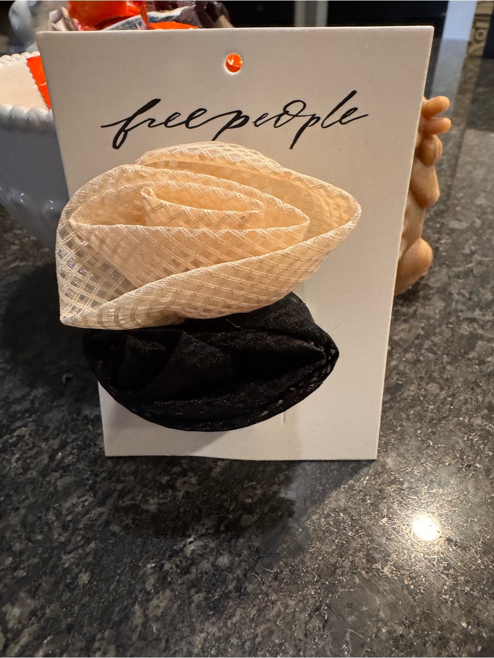 Free People Rose Hair Clip Duo in Cream & Black